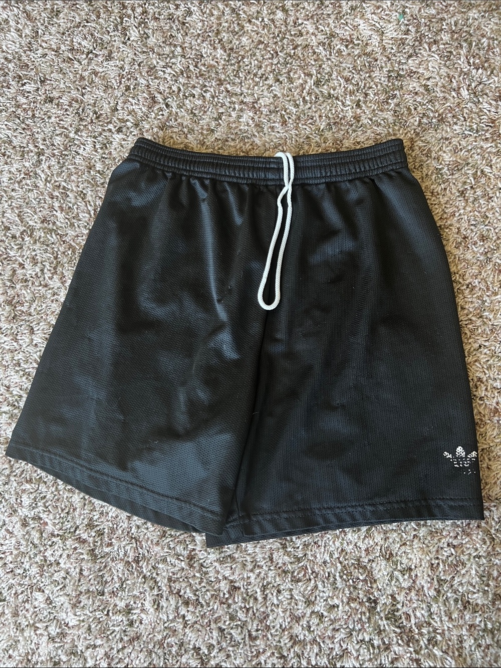 Men's Vintage 1990s Adidas Black Athletic Mesh Shorts with Drawstring